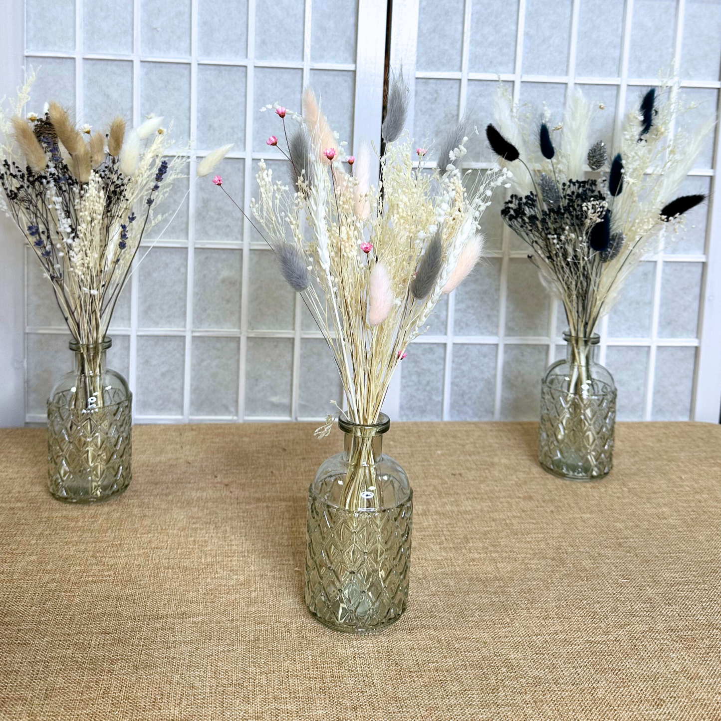 Dried Flower Bouquet & Bud Vase Gift Set | Optional Dried Pampas Grass