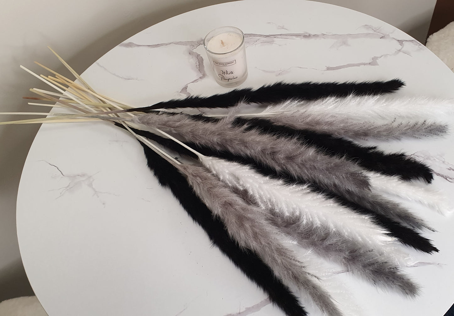White, Grey, Black Pampas Grass 60cm - 15 Stems