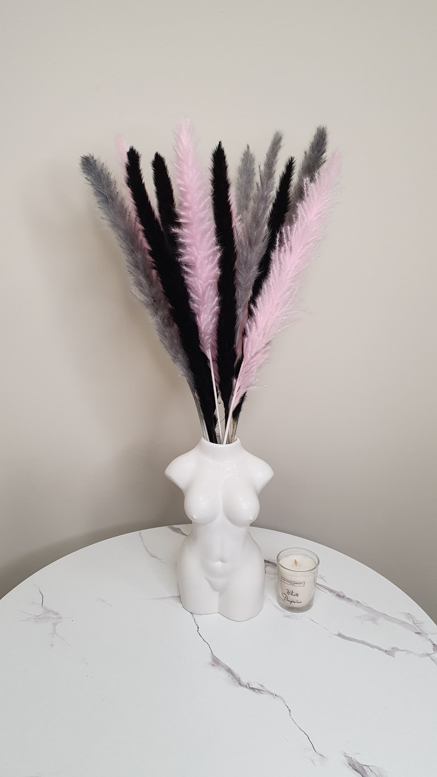 Black, Pink & Grey Pampas Grass 60cm - 15 Stems