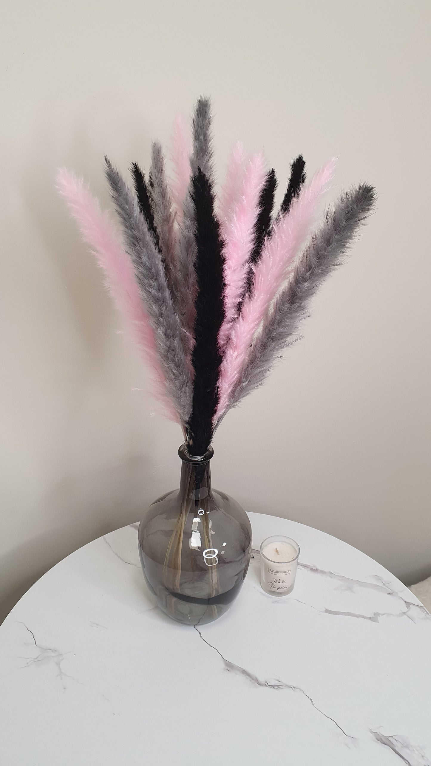 Black, Pink & Grey Pampas Grass 60cm - 15 Stems