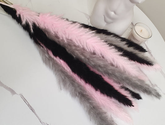 Black, Pink & Grey Pampas Grass 60cm - 15 Stems