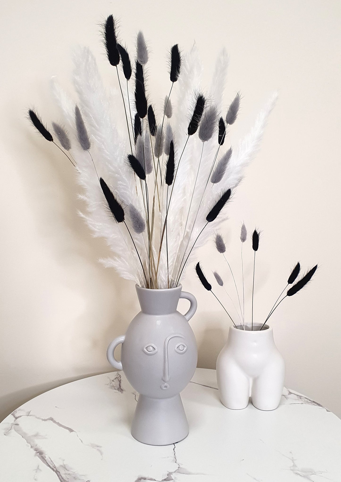 Pampas Grass & Bunny Tails Bundle - White, Black & Grey