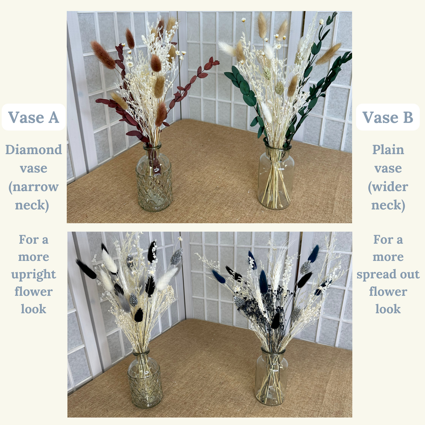 Dried Flower Bouquet & Bud Vase Gift Set | Optional Dried Pampas Grass