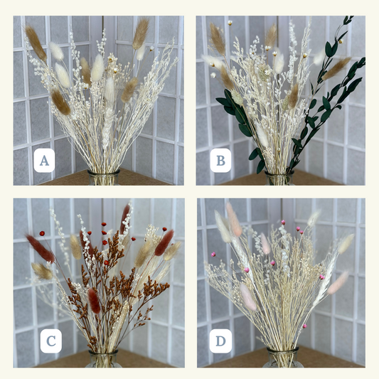 Dried Flower Bouquet & Bud Vase Gift Set | Optional Dried Pampas Grass