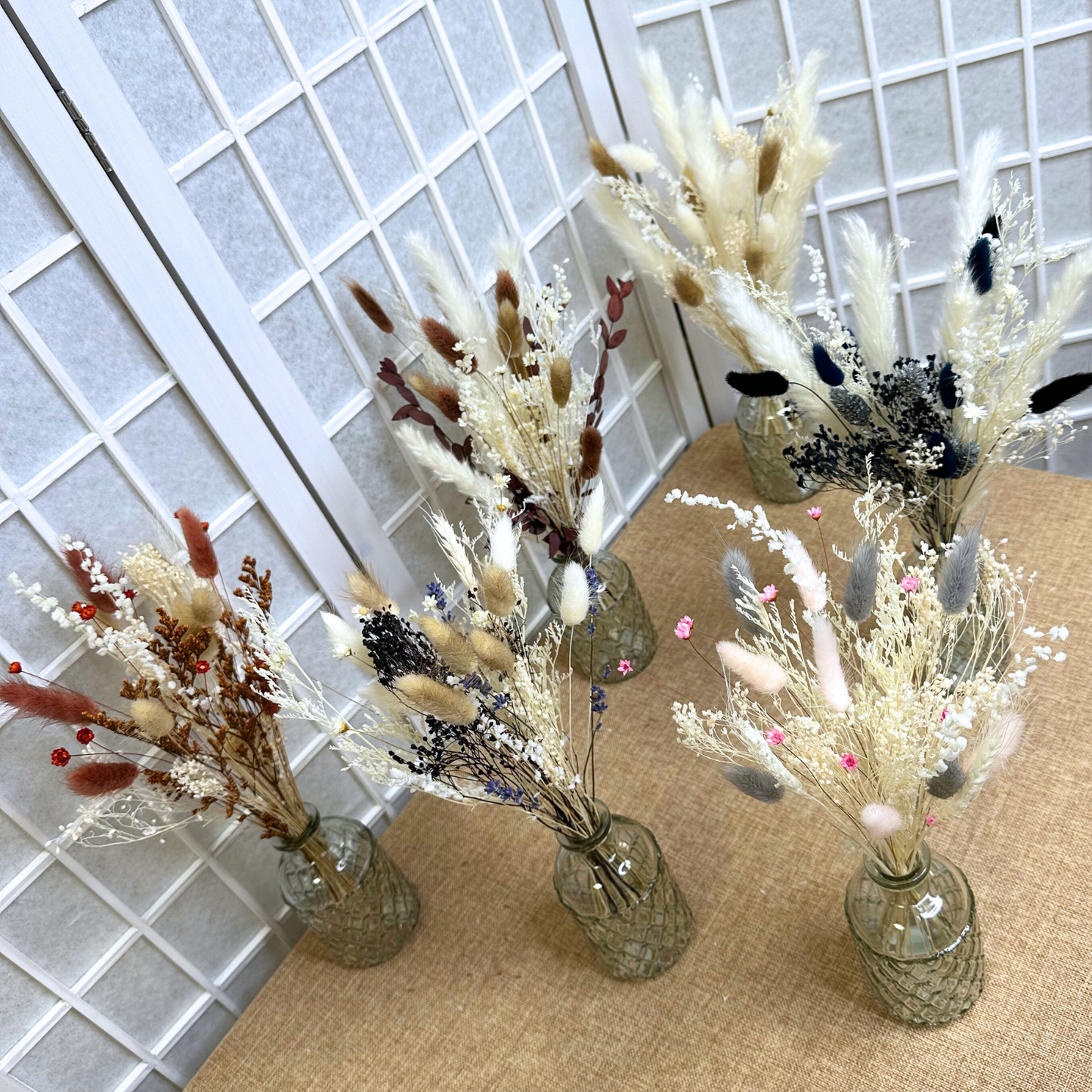 Dried Flower Bouquet & Bud Vase Gift Set | Optional Dried Pampas Grass