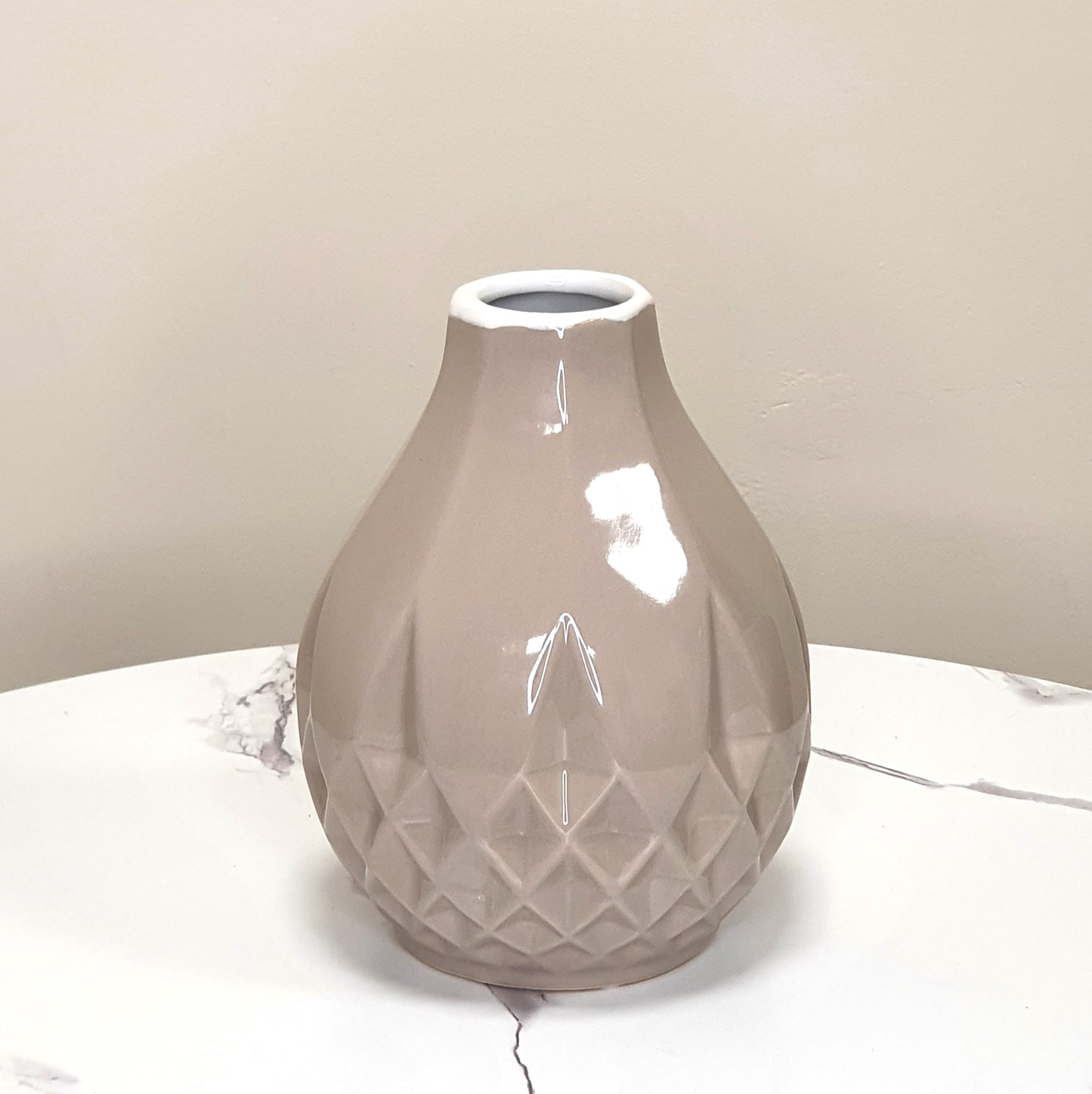 Geometric Ceramic Vase - Beige