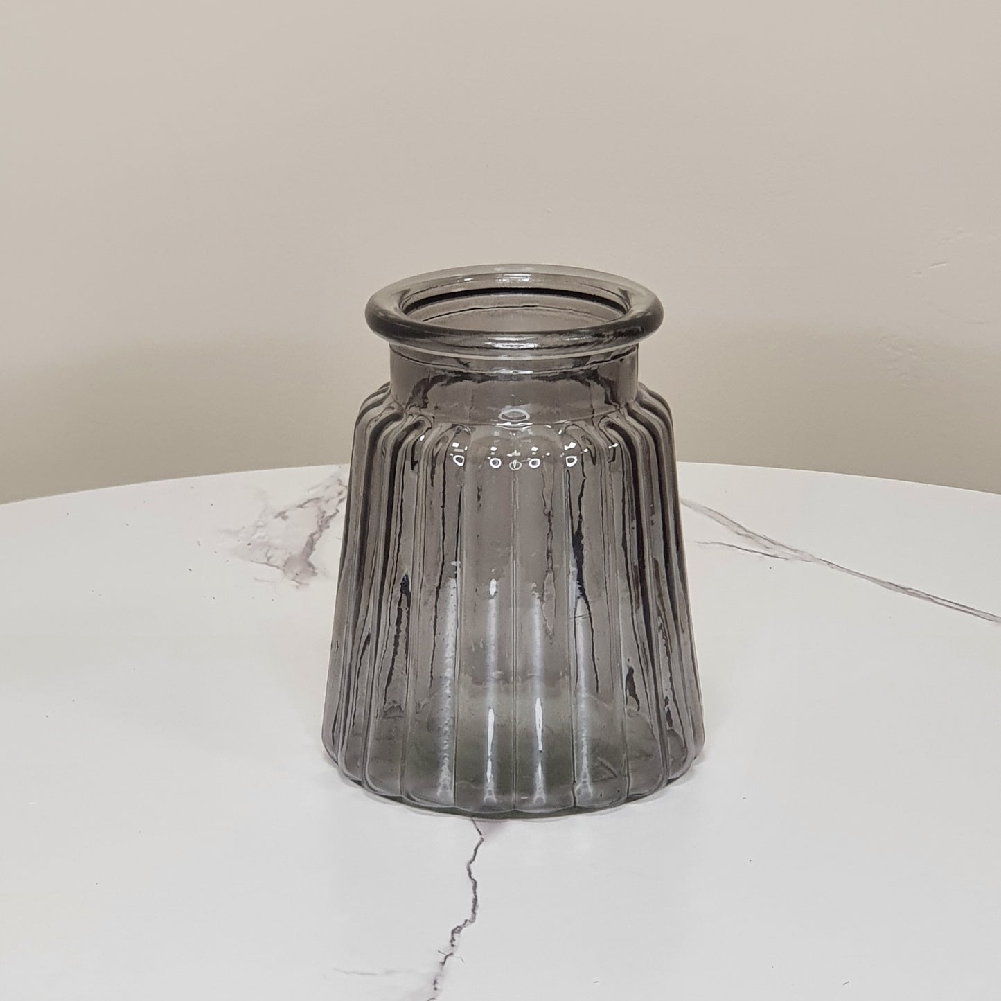 Small Ribbed Glass Vase - Black