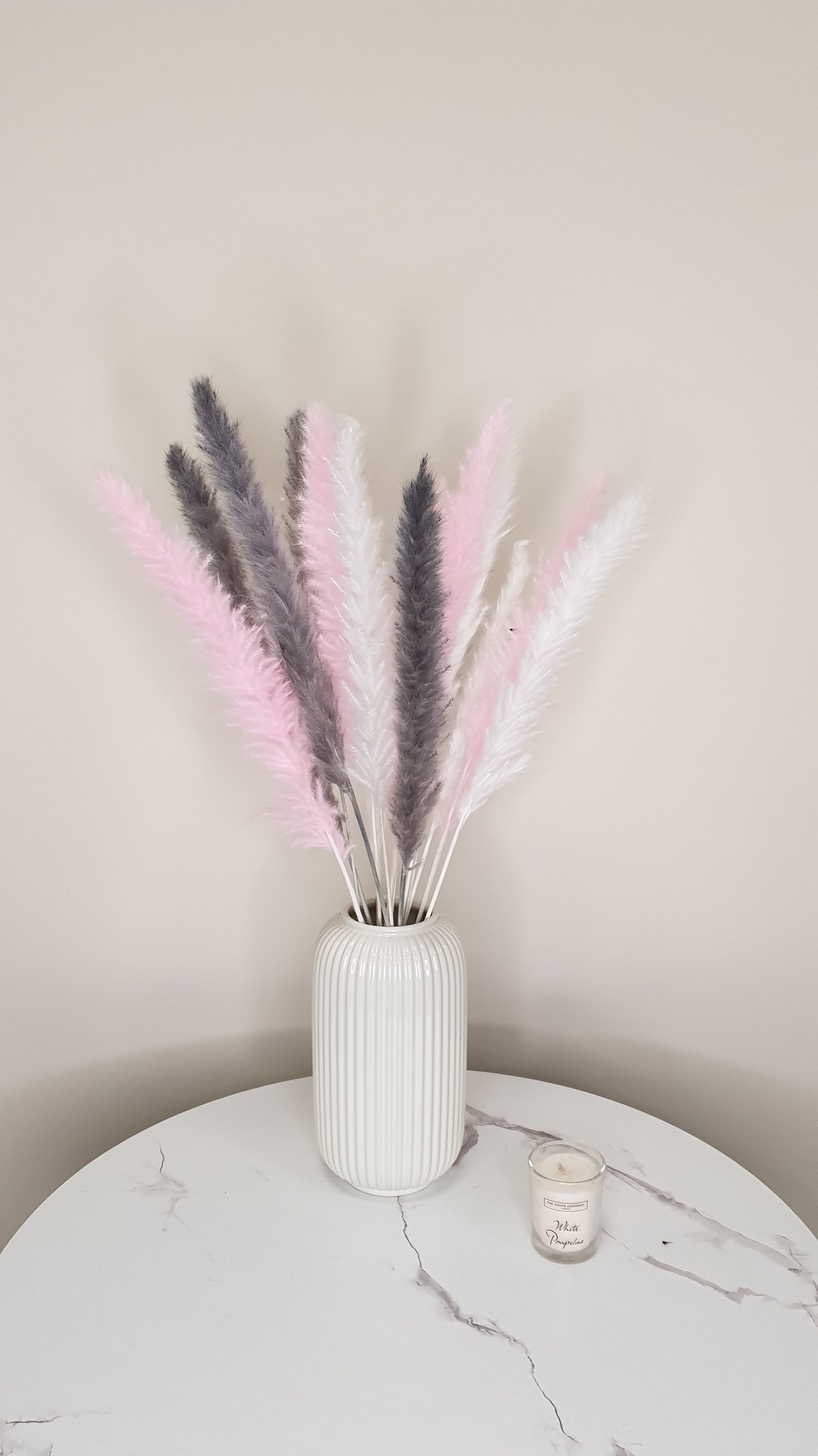 White, Pink & Grey Pampas Grass 60cm - 15 Stems