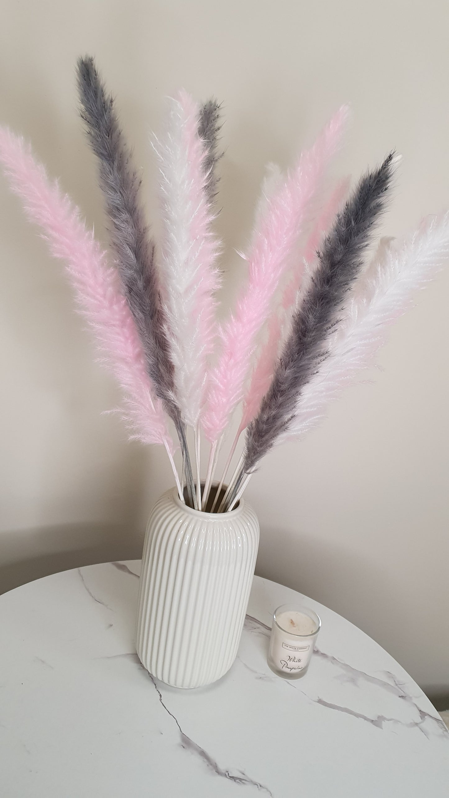 White, Pink & Grey Pampas Grass 60cm - 15 Stems