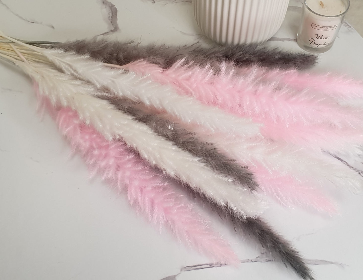 White, Pink & Grey Pampas Grass 60cm - 15 Stems