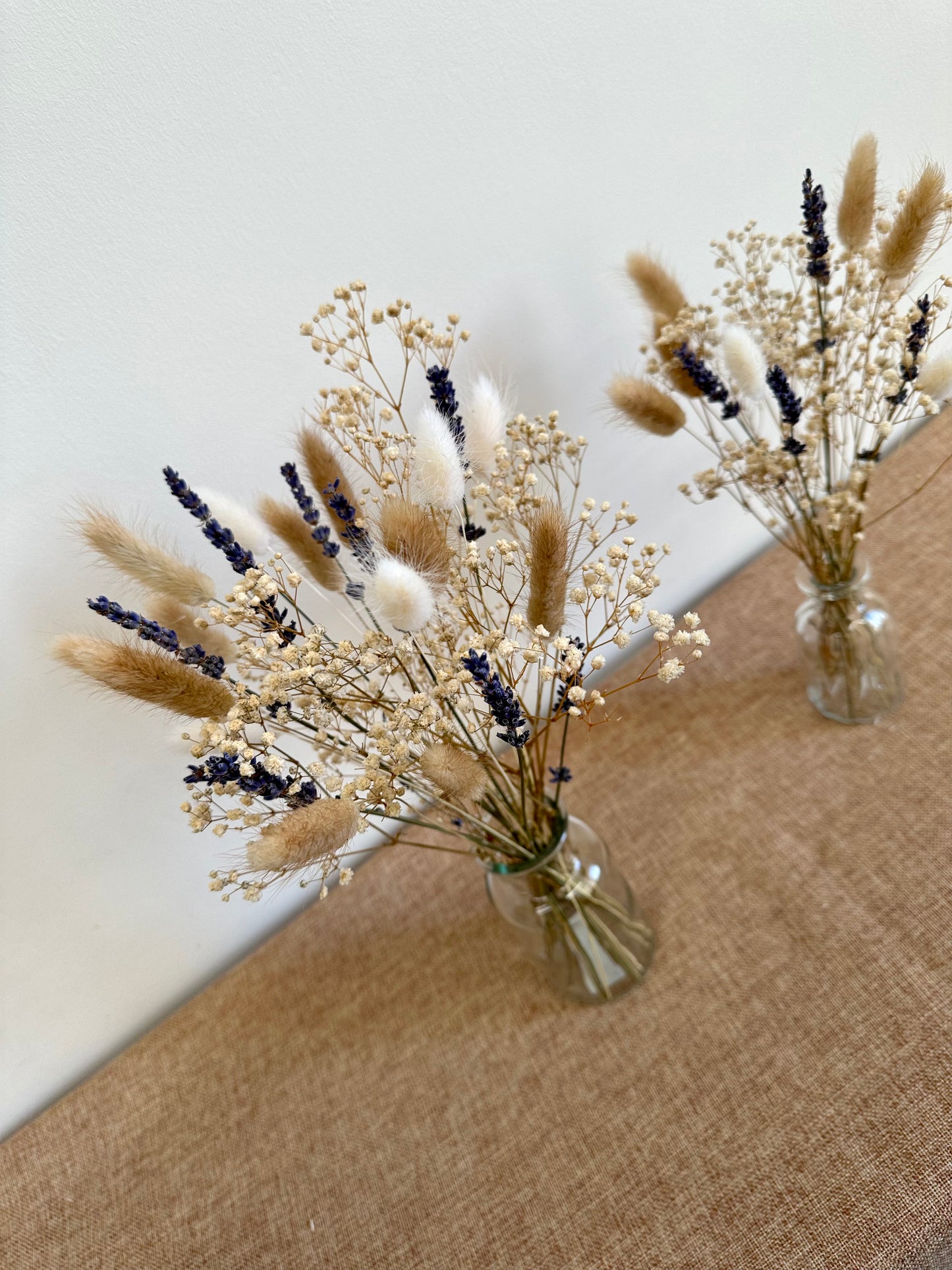 Lavender & Gypsophila Dried Flower Bouquet - Mini Dried Flowers Vase