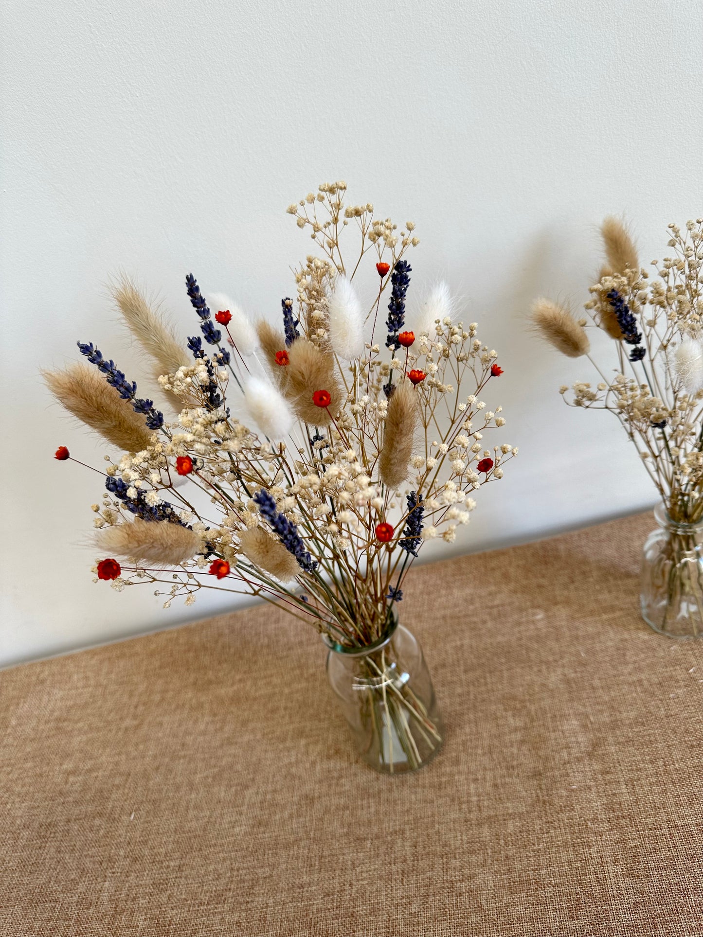 Lavender & Gypsophila Dried Flower Bouquet - Mini Dried Flowers Vase