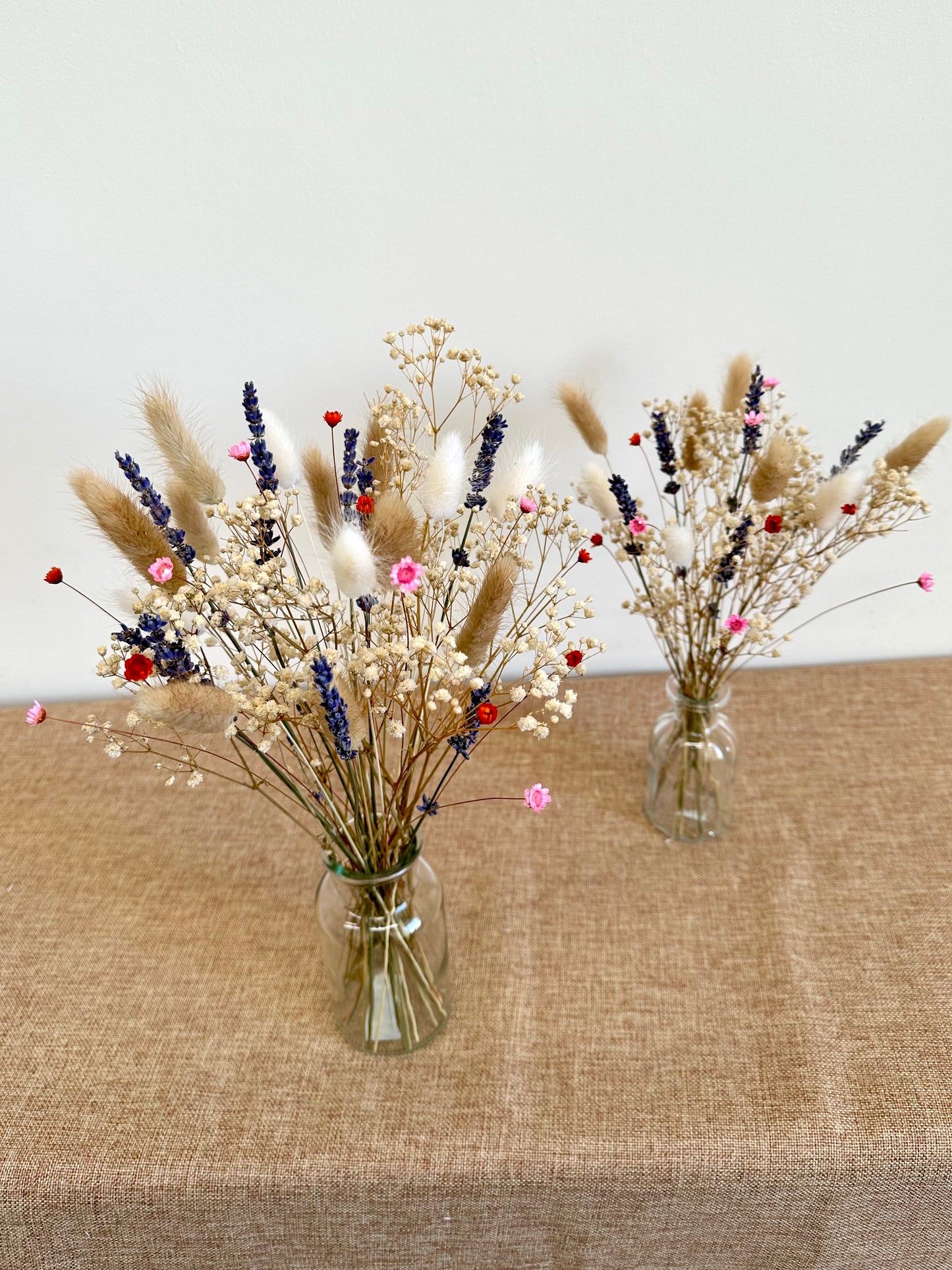 Lavender & Gypsophila Dried Flower Bouquet - Mini Dried Flowers Vase