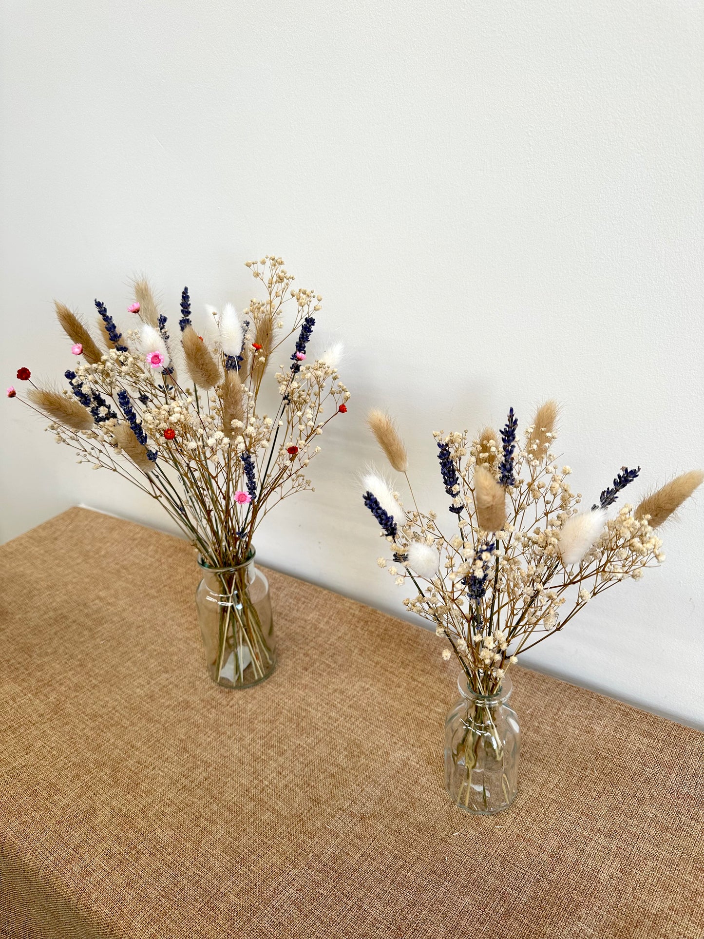 Lavender & Gypsophila Dried Flower Bouquet - Mini Dried Flowers Vase