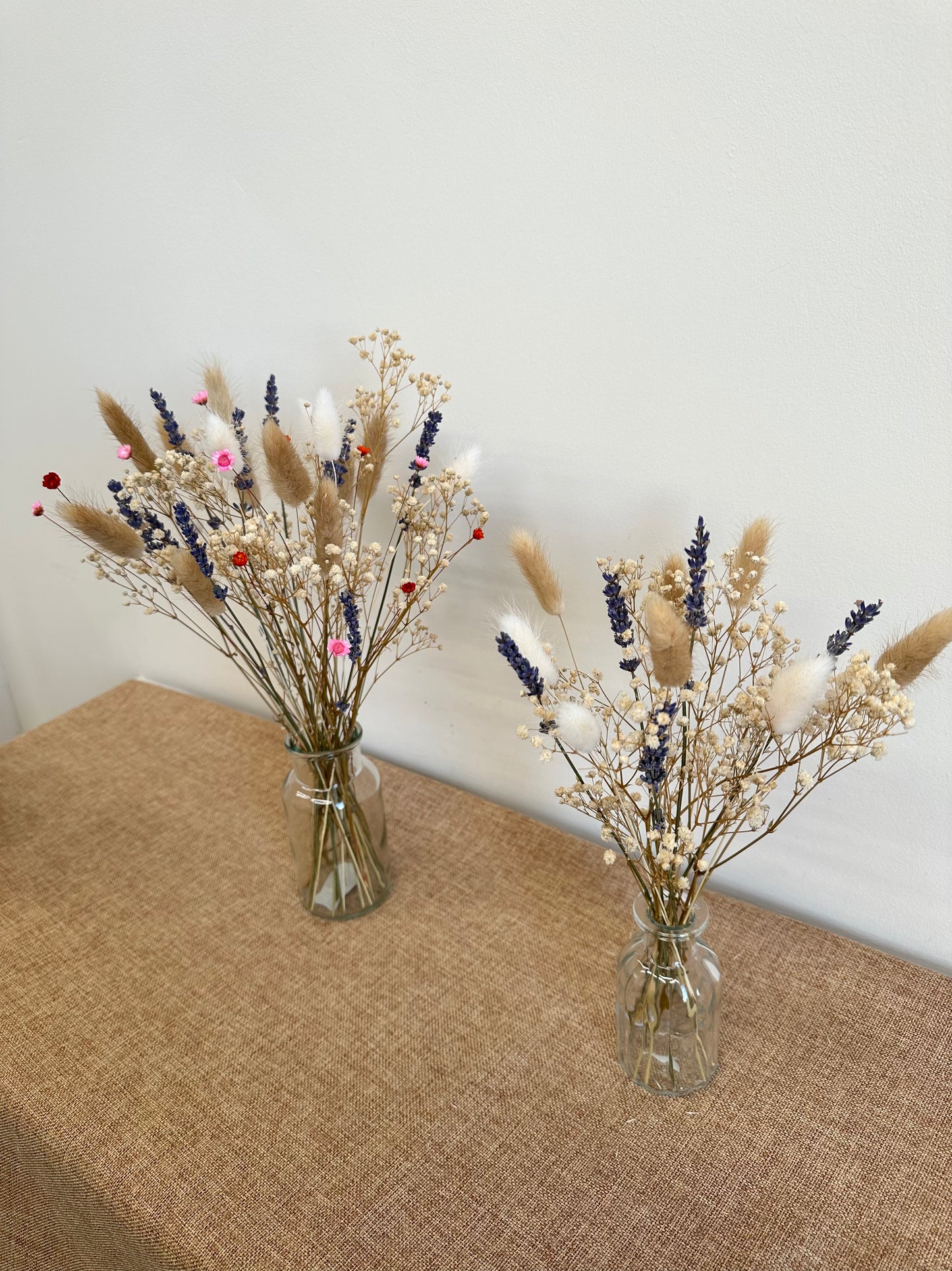 Lavender & Gypsophila Dried Flower Bouquet - Mini Dried Flowers Vase