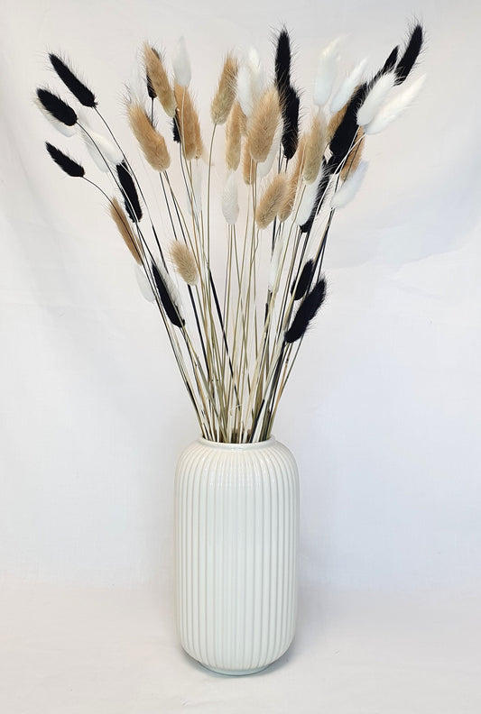 Bunny Tails Grass 60cm | Mixed Brown, White, Grey, Black & Pink