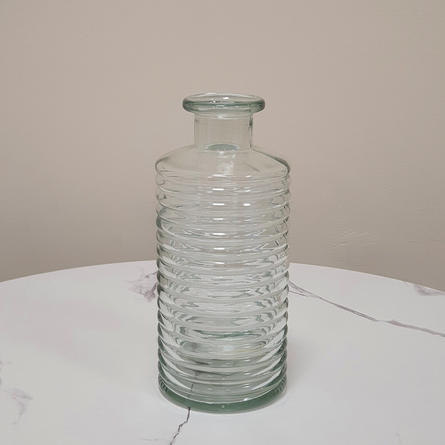 Horizontal Ribbed Glass Vase - Clear