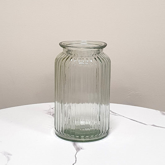 Ribbed Glass Vase - Clear